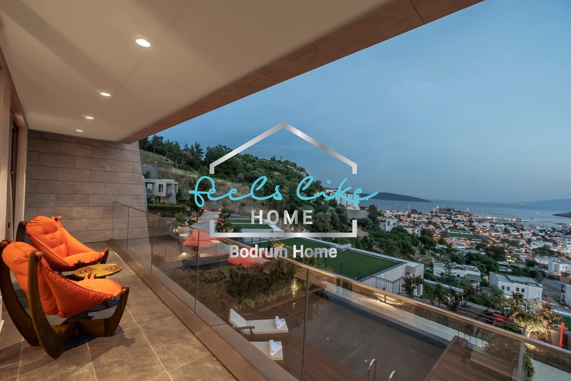 Semi-detached private pool villa with castle and seaview